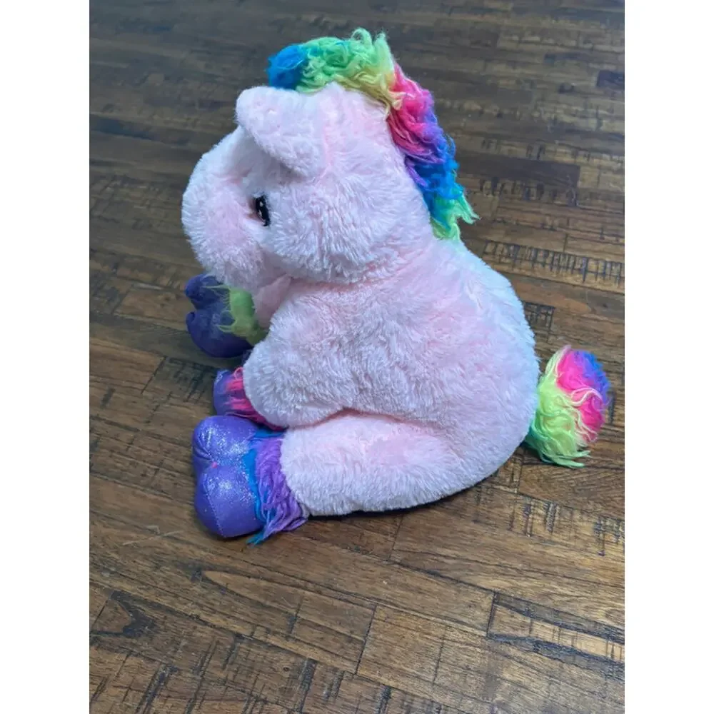VTG The Bear Factory Pink Rainbow Unicorn Plush 12” Retired Stuffed Animal 2001